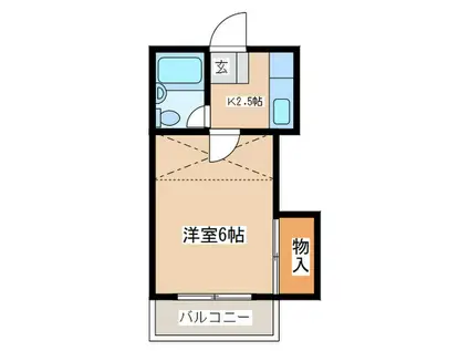 ローズハイム茅ヶ崎(1K/2階)の間取り写真
