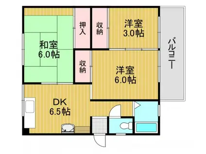 A-1マンション(3DK/1階)の間取り写真