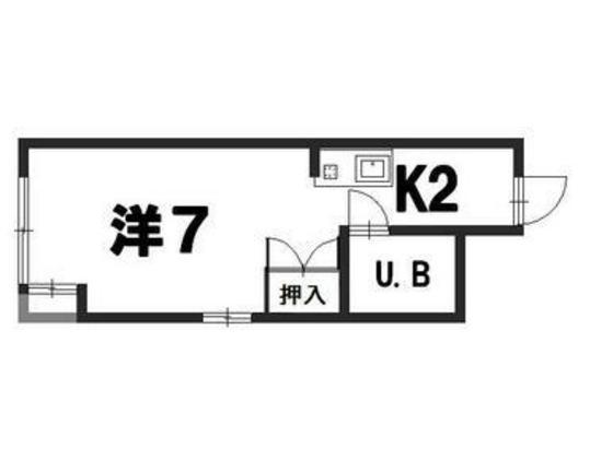 出汐Uビル(ワンルーム/3階)の間取り写真