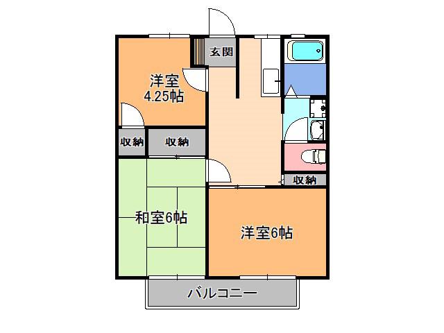 福正ハイツA(3DK/2階)の間取り写真