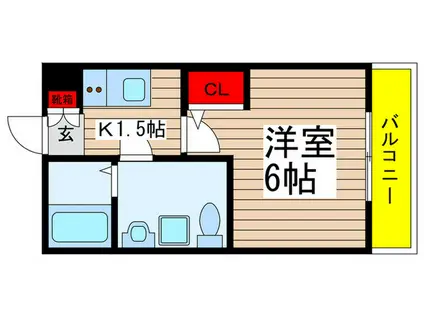 ベルメント本八幡(1K/1階)の間取り写真