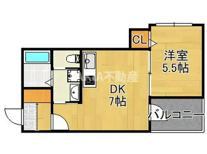 南大阪ミカーサ(1DK/1階)の間取り写真