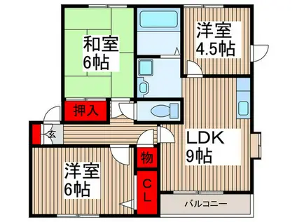 セント・ビラ92B(3LDK/2階)の間取り写真