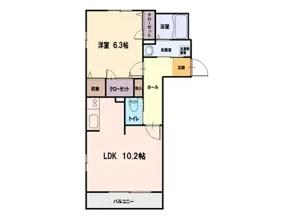 ソレアードみかみ(1LDK/1階)の間取り写真