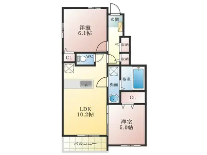 グラン ソレイユ(2LDK/1階)の間取り写真