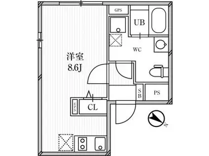 PASEO目黒(ワンルーム/3階)の間取り写真