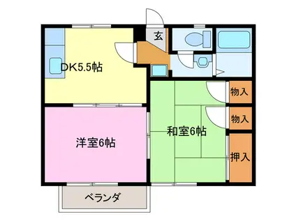 アーバンステイツIII(2DK/2階)の間取り写真