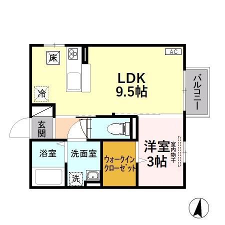 アクシス B101(1LDK/1階)の間取り写真