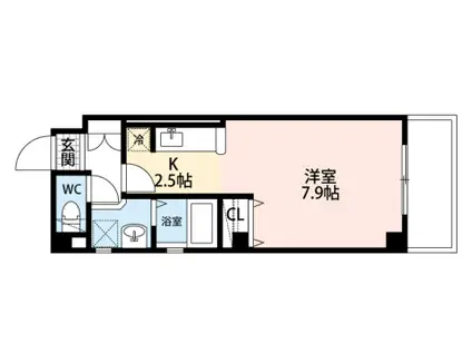 ロマンFUKUYA(ワンルーム/2階)の間取り写真
