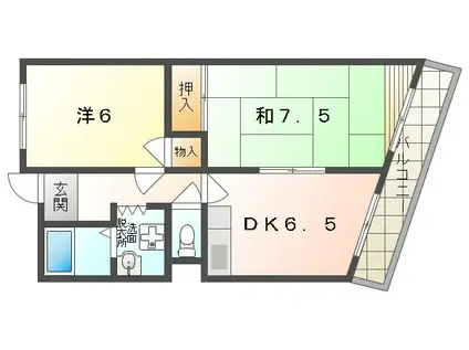 ロイヤルハイツ木村2号館(2DK/2階)の間取り写真