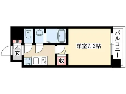 S-FORT大須観音(1K/12階)の間取り写真
