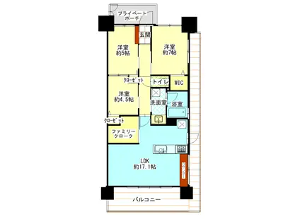 ヴェルディ御船町(3SLDK/15階)の間取り写真
