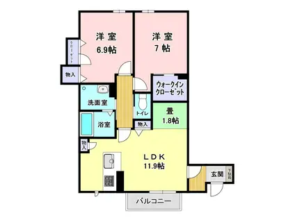 シャーメゾンみやび(2LDK/1階)の間取り写真