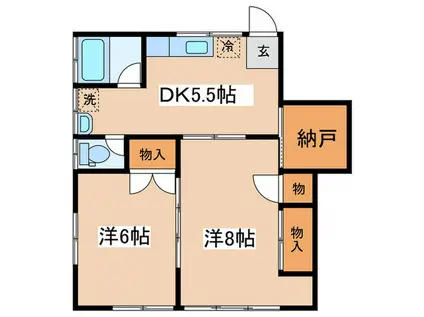 第2湘和荘(2DK/2階)の間取り写真