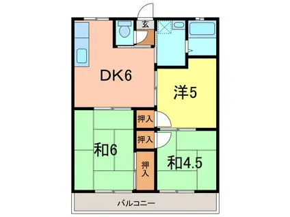 猿町ハイツ2(3DK/1階)の間取り写真