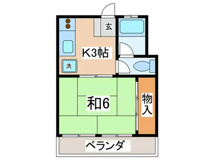 湘南マンション(1K/2階)の間取り写真