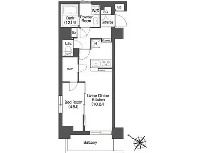 エスタート三ノ輪(1LDK/10階)の間取り写真