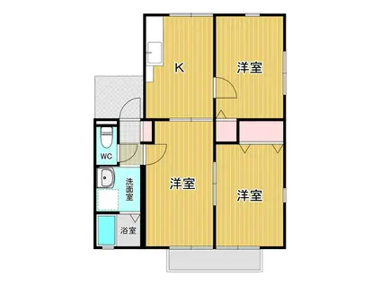ソレイユ弐番館(3K/2階)の間取り写真
