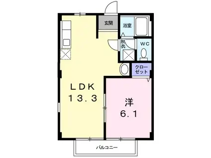 ロイヤルヒルズ(1LDK/1階)の間取り写真