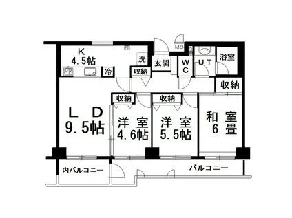 芦野マンション(3LDK/2階)の間取り写真