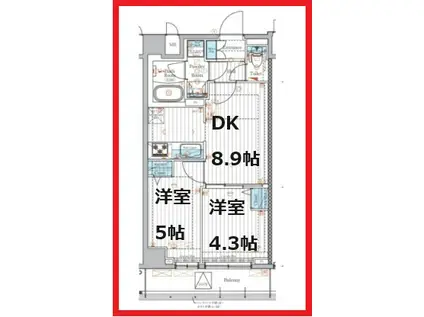 マキシヴ竹ノ塚(2DK/7階)の間取り写真