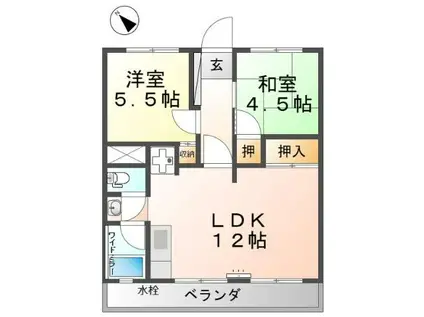 新清洲マンション(2LDK/2階)の間取り写真