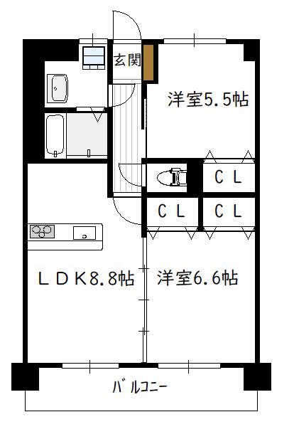 ハーベスト・アイ(2LDK/2階)の間取り写真