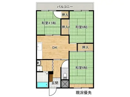 ニューコーポあだち(3DK/4階)の間取り写真