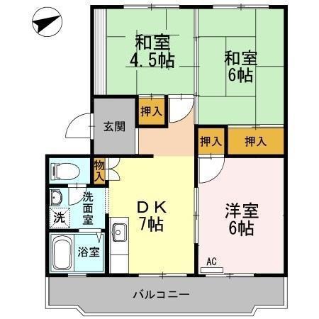 川口東マンション(3DK/3階)の間取り写真
