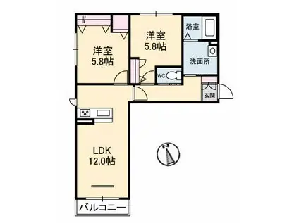 COLLINA I(2LDK/1階)の間取り写真