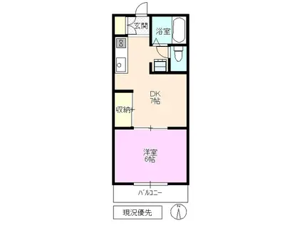 プレッセ裾花(1DK/1階)の間取り写真