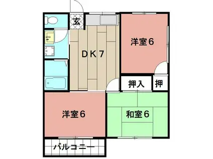 エクセルアート(3DK/1階)の間取り写真