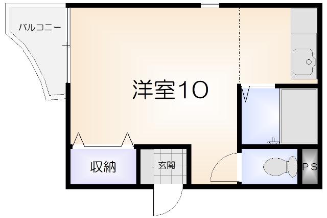 メゾンオレンジ3B(ワンルーム/2階)の間取り写真