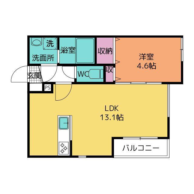 ミリアビタ前原(1LDK/1階)の間取り写真