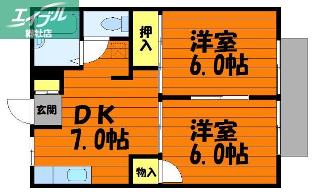 シティハイツ都(2DK/2階)の間取り写真