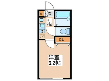 AZEST-RENT宮崎台(1K/2階)の間取り写真