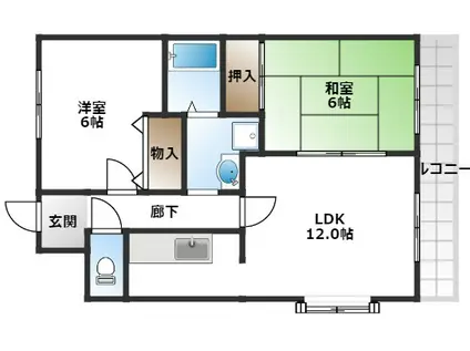 ピュアフルール(2LDK/2階)の間取り写真