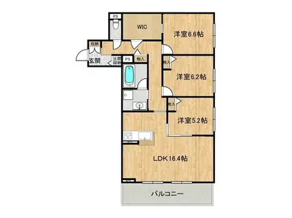 ジュエルコート(3LDK/3階)の間取り写真