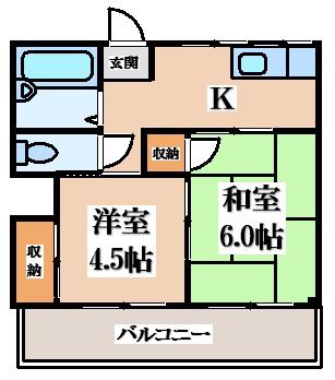 クローバーハイツ(2K/3階)の間取り写真