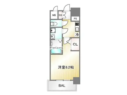 エスリード神戸兵庫駅アクアヴィラ(1K/4階)の間取り写真