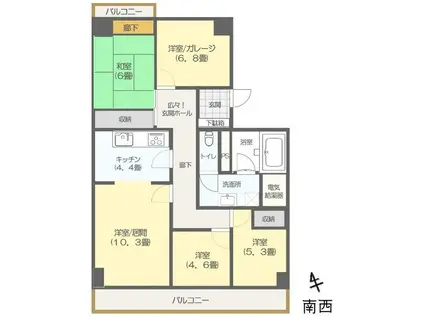 幕張ハウス(4LDK/2階)の間取り写真
