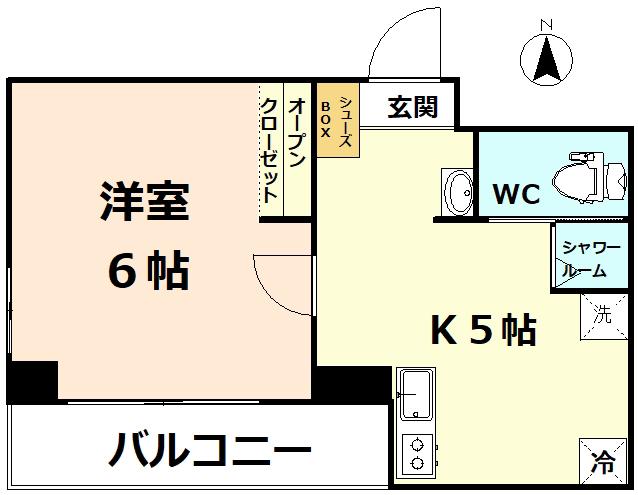 ベルシェ西町(1K/4階)の間取り写真