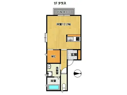 アクア西松ケ丘 北館南館(ワンルーム/1階)の間取り写真