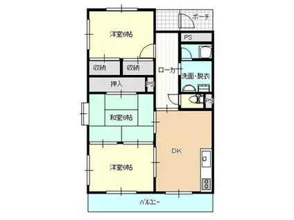 ハイツ・アーサー上井(3DK/2階)の間取り写真