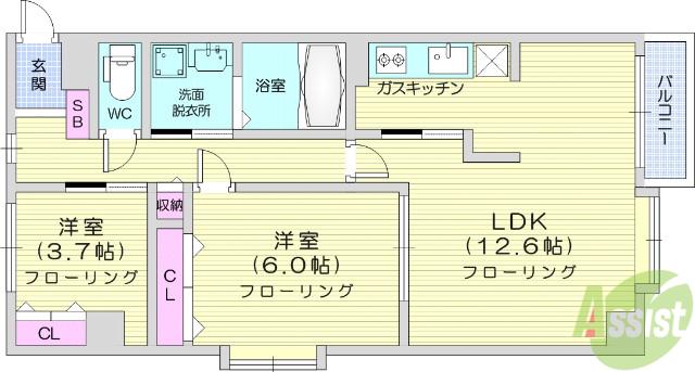 フロラシオン(2LDK/2階)の間取り写真