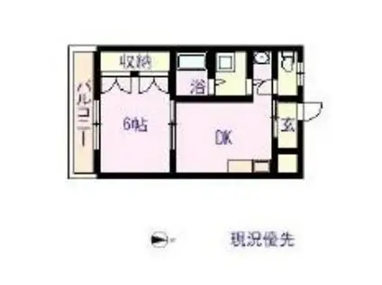 オレンジハイツ今村(1DK/2階)の間取り写真