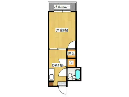 長谷川ビル(1DK/2階)の間取り写真