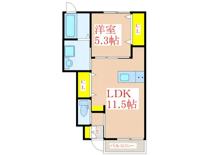 CONTENTO A棟(1LDK/1階)の間取り写真