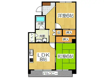 京阪四ノ宮アバンギャルド(2LDK/1階)の間取り写真