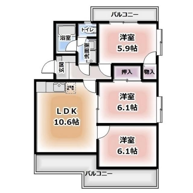 エクセルシオールII(3LDK/1階)の間取り写真